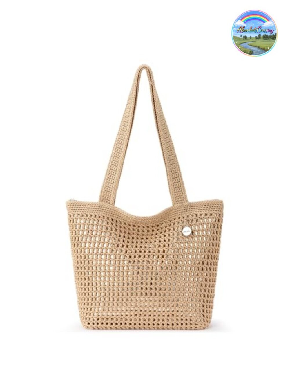 Hand Crochet Tote Bag with Shoulder Straps, Recycled Materials, Travel Beach